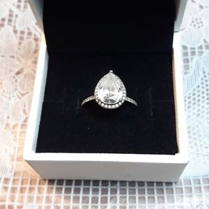 Pandora Silver Tear Drop Ring size 7